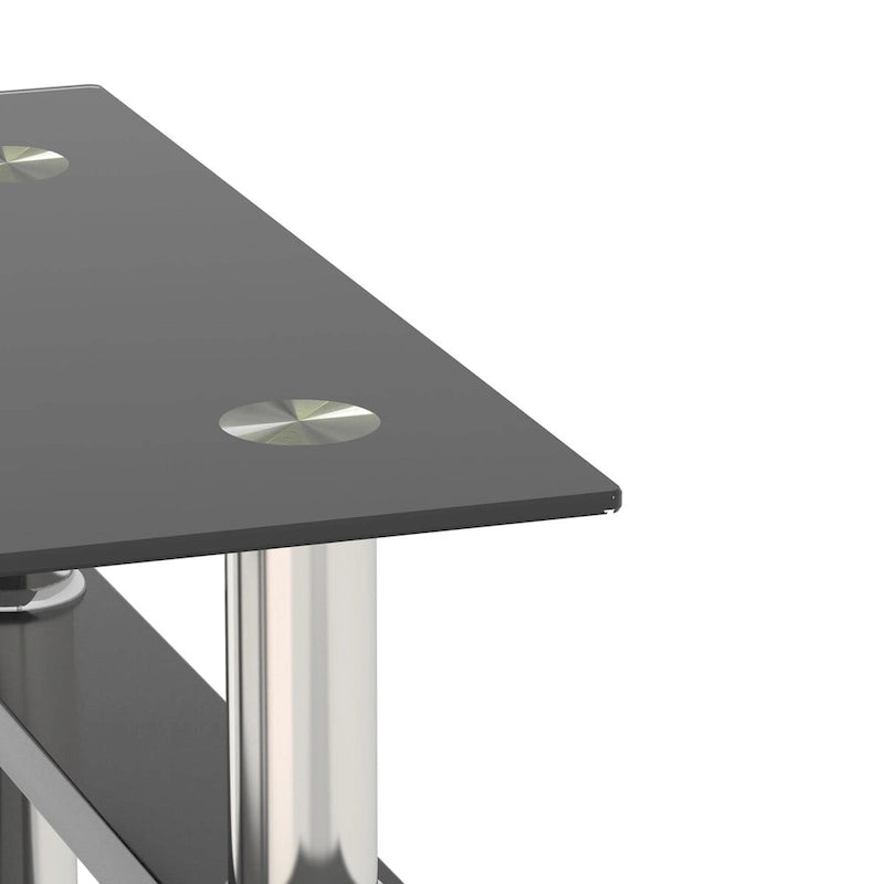 Lot de 2 tables d'appoint en verre trempé avec pieds en métal, carrées, noires