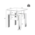 Lot de 2 tables d'appoint en verre trempé avec pieds en métal, carrées, noires