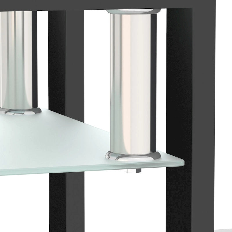 Lot de 2 tables d'appoint en verre trempé avec pieds en métal, carrées, noires