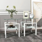 Lot de 2 tables d'appoint en verre trempé avec pieds en métal, carrées, noires