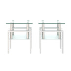 Lot de 2 tables d'appoint en verre trempé avec pieds en métal, carrées, noires