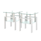 Lot de 2 tables d'appoint en verre trempé avec pieds en métal, carrées, noires
