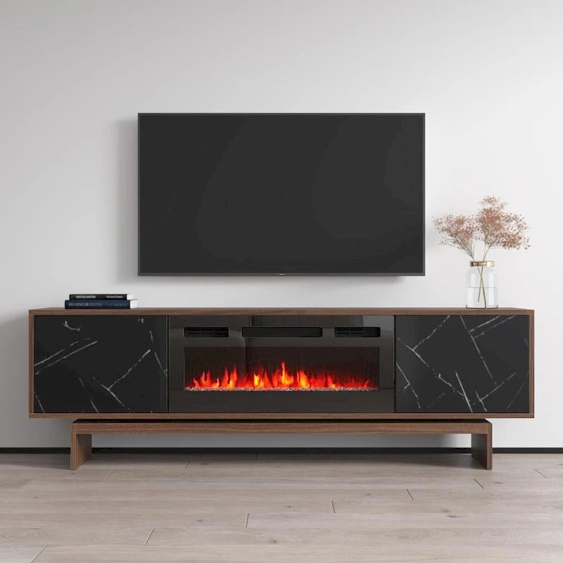 Meuble TV avec cheminée électrique et rangement