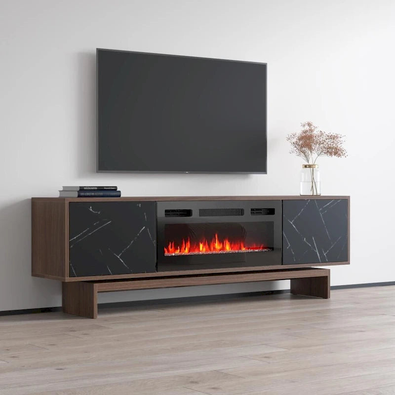 Meuble TV avec cheminée électrique et rangement