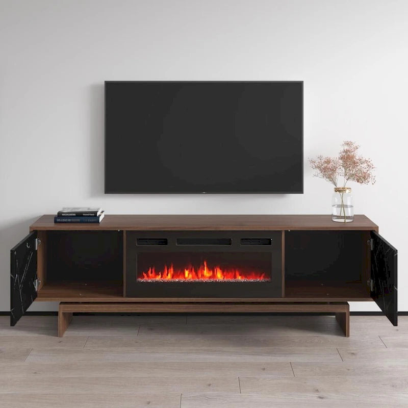 Meuble TV avec cheminée électrique et rangement