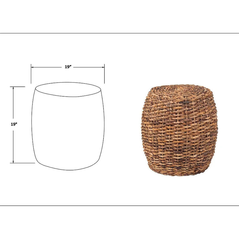Table d'appoint tambour en abaca tressé - 19x19x19