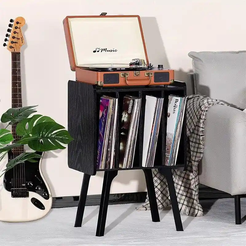 Meuble pour tourne-disque avec 4 rangements cubes - 16,5 x 11,7 x 26,1 po