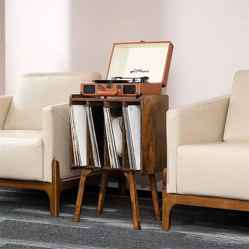 Meuble pour tourne-disque avec 4 rangements cubes - 16,5 x 11,7 x 26,1 po