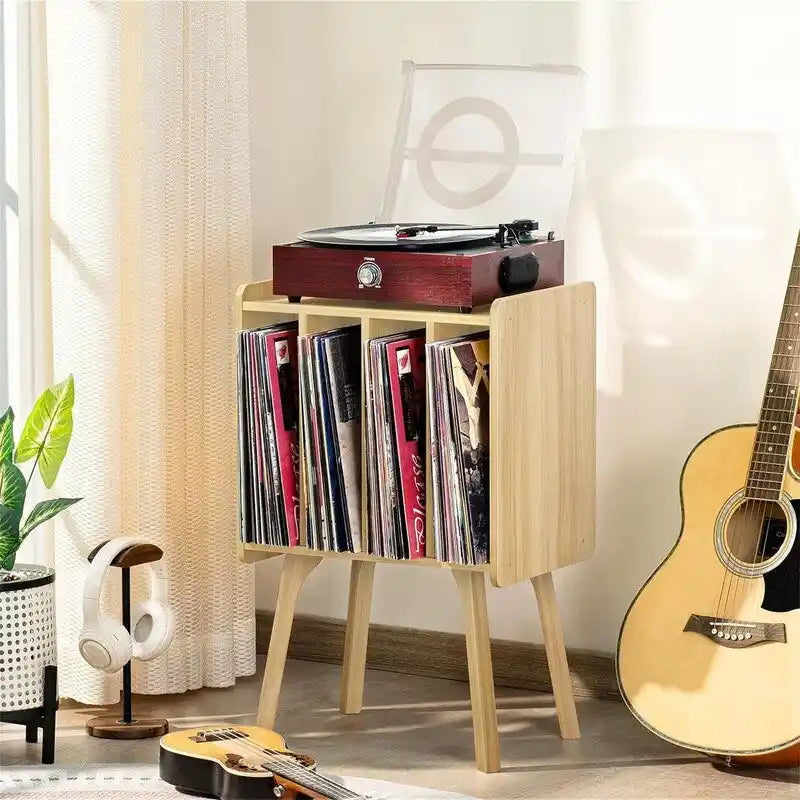 Meuble pour tourne-disque avec 4 rangements cubes - 16,5 x 11,7 x 26,1 po