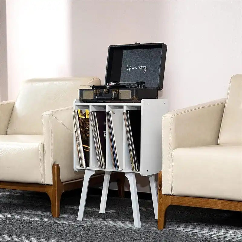 Meuble pour tourne-disque avec 4 rangements cubes - 16,5 x 11,7 x 26,1 po