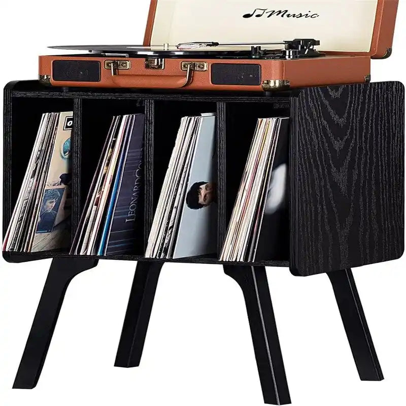 Meuble pour tourne-disque avec 4 rangements cubes - 16,5 x 11,7 x 26,1 po