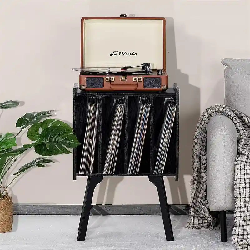 Meuble pour tourne-disque avec 4 rangements cubes - 16,5 x 11,7 x 26,1 po