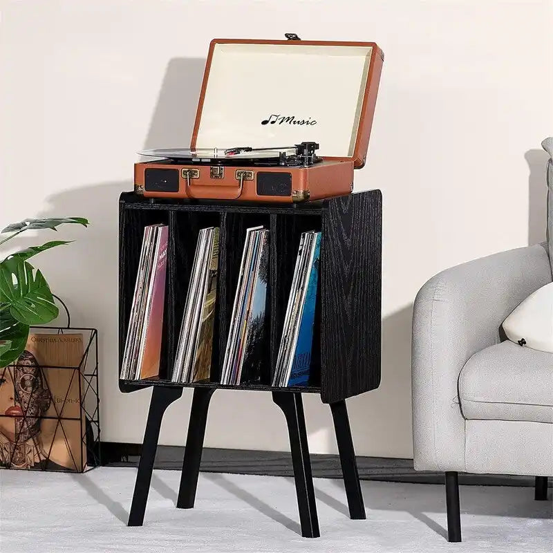 Meuble pour tourne-disque avec 4 rangements cubes - 16,5 x 11,7 x 26,1 po