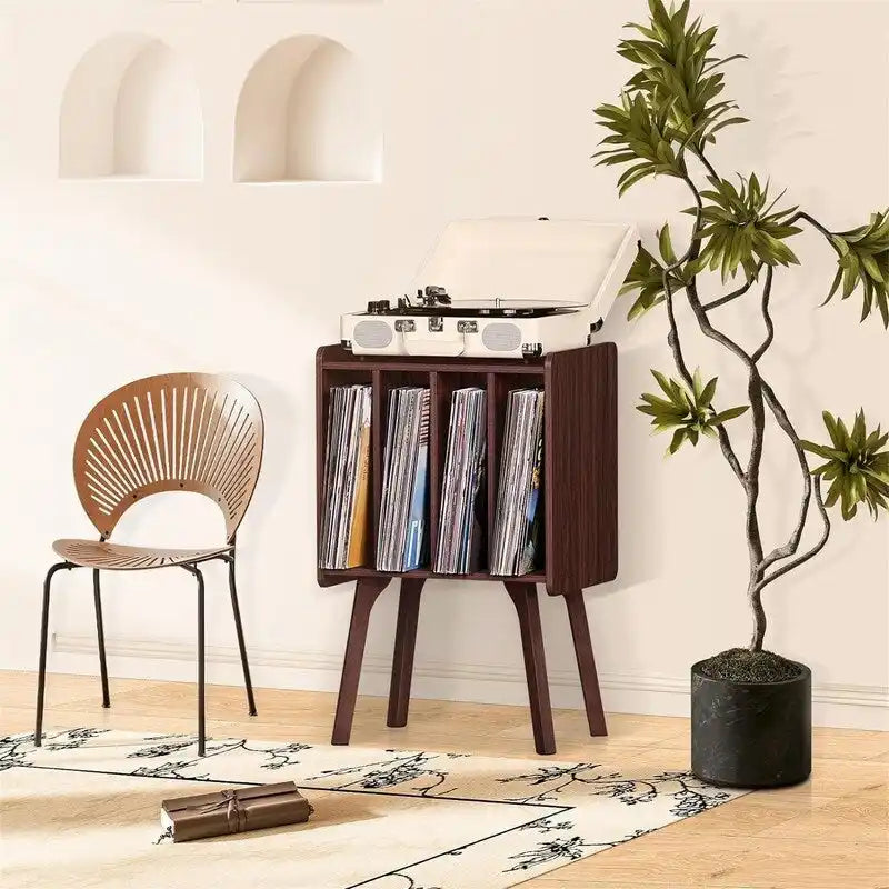Meuble pour tourne-disque avec 4 rangements cubes - 16,5 x 11,7 x 26,1 po