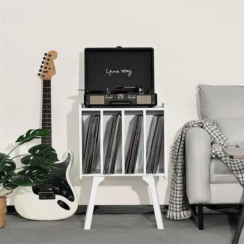 Meuble pour tourne-disque avec 4 rangements cubes - 16,5 x 11,7 x 26,1 po