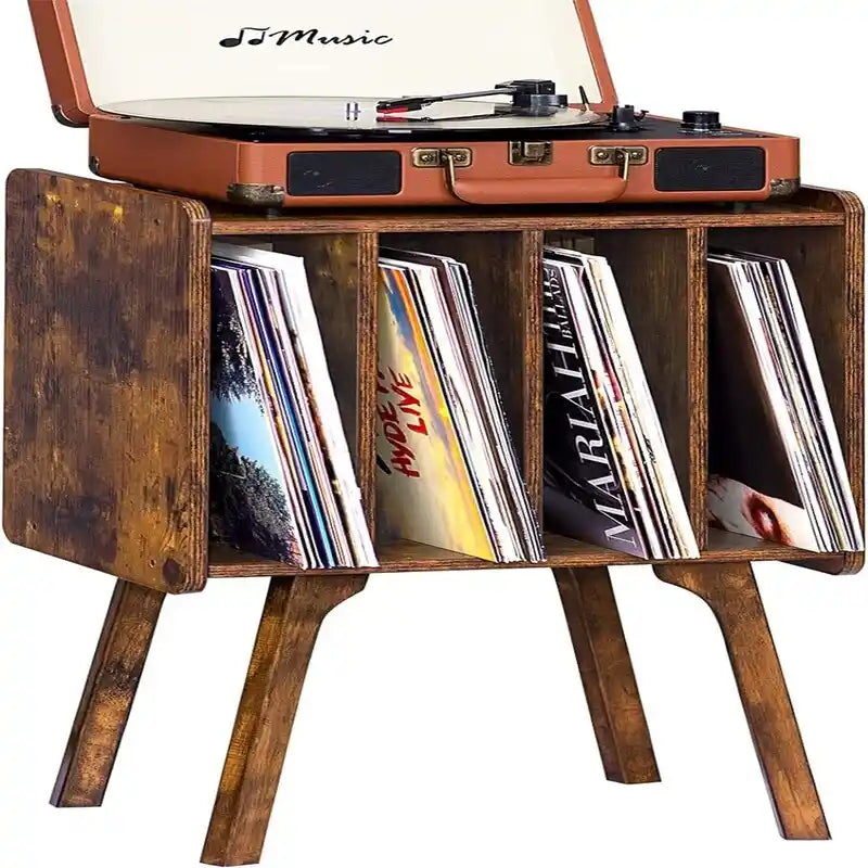 Meuble pour tourne-disque avec 4 rangements cubes - 16,5 x 11,7 x 26,1 po