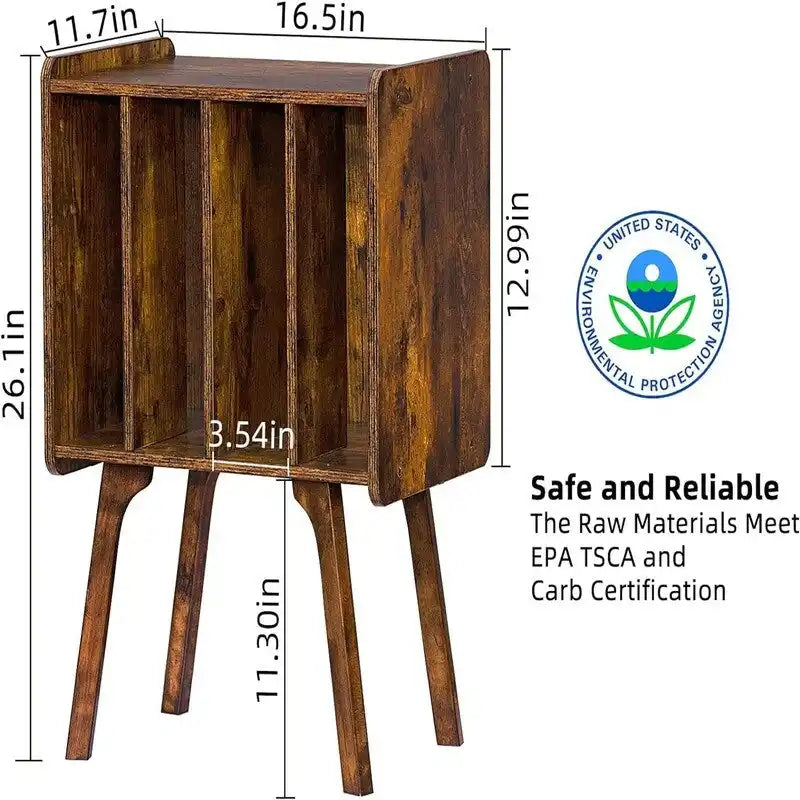 Meuble pour tourne-disque avec 4 rangements cubes - 16,5 x 11,7 x 26,1 po