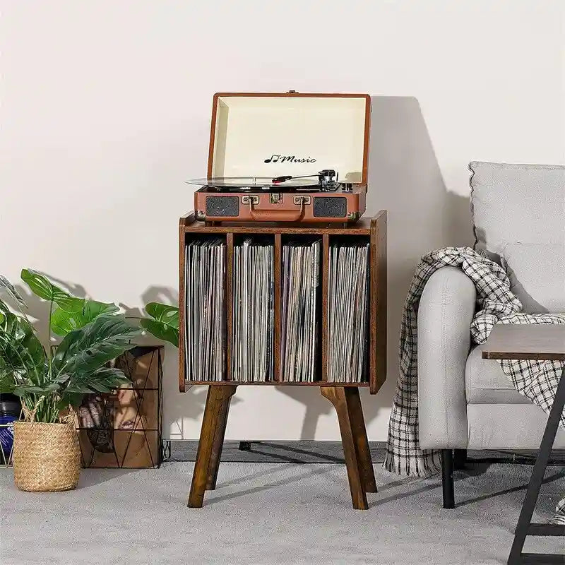Meuble pour tourne-disque avec 4 rangements cubes - 16,5 x 11,7 x 26,1 po