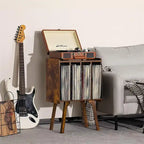 Meuble pour tourne-disque avec 4 rangements cubes - 16,5 x 11,7 x 26,1 po