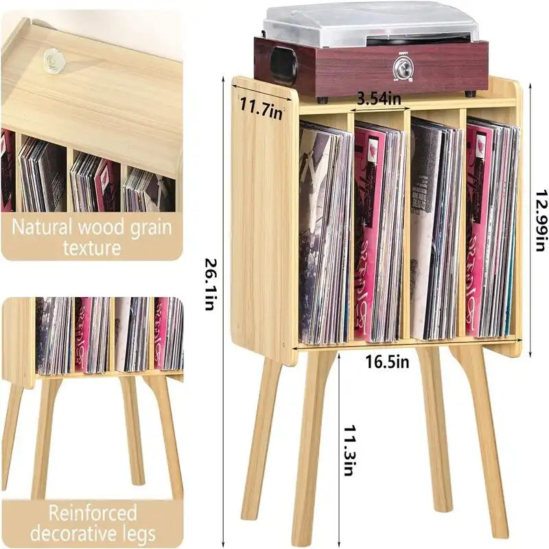 Meuble pour tourne-disque avec 4 rangements cubes - 16,5 x 11,7 x 26,1 po