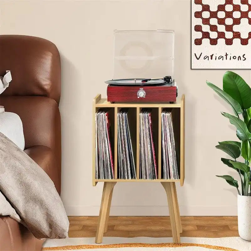 Meuble pour tourne-disque avec 4 rangements cubes - 16,5 x 11,7 x 26,1 po