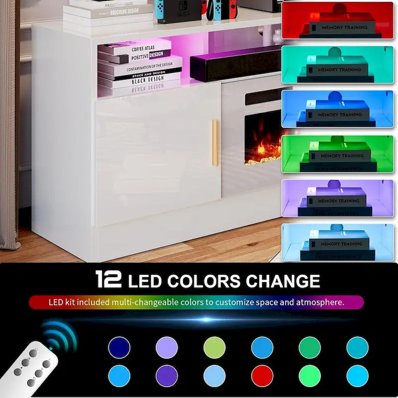 Meuble TV de 70 po avec foyer électrique encastrable