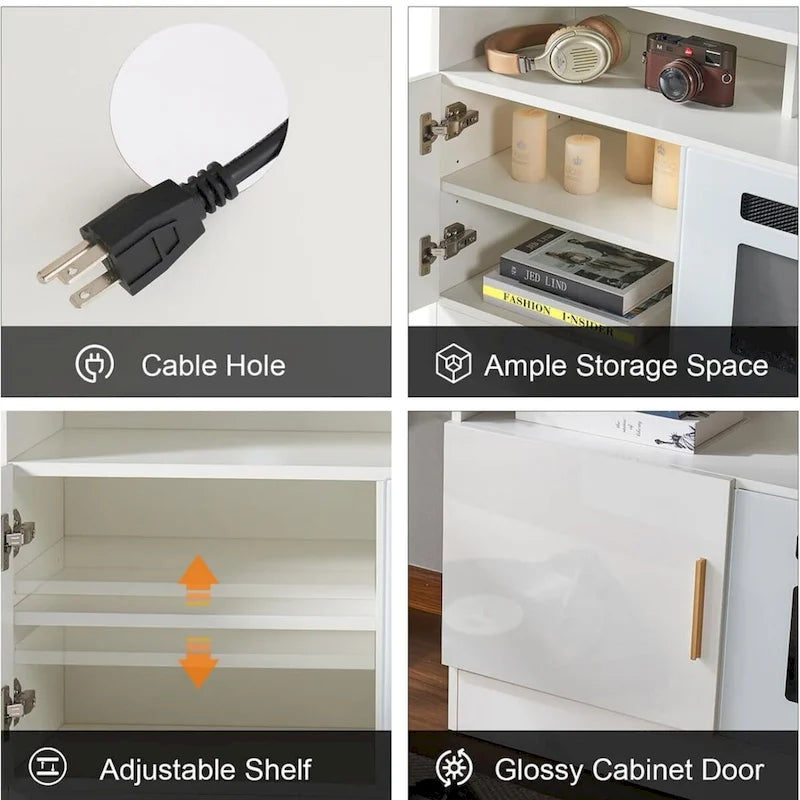 Meuble TV de 70 po avec foyer électrique encastrable
