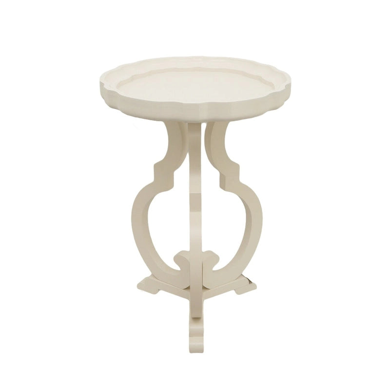 Table d'appoint en bois avec plateau festonné et pieds incurvés