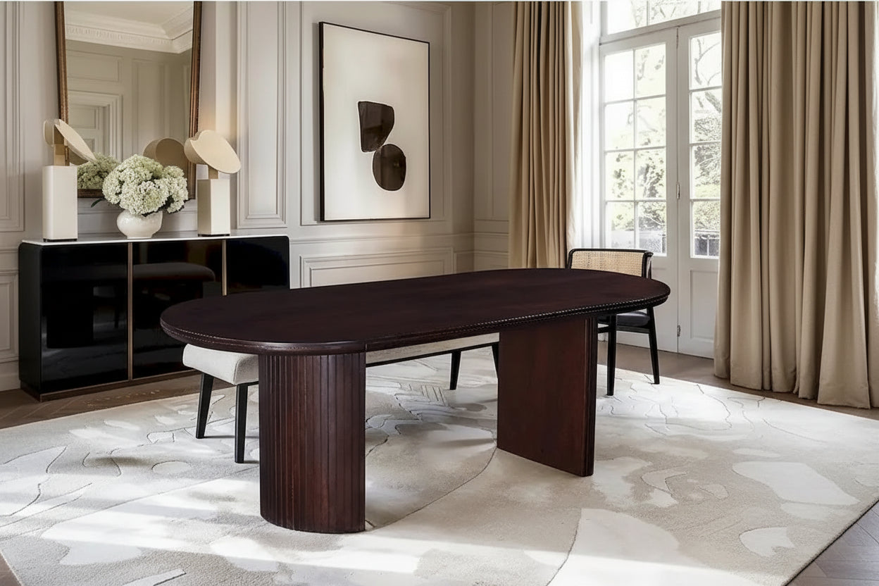 Geneva 94 in. Wood Oval Double Pedestal Dining Table