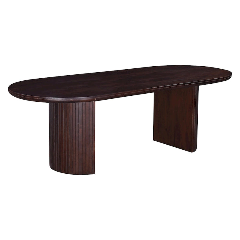 Table à manger ovale marron à double pied de 94 po