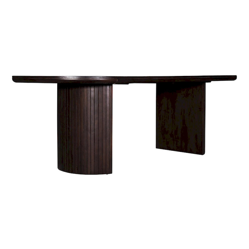 Table à manger ovale marron à double pied de 94 po