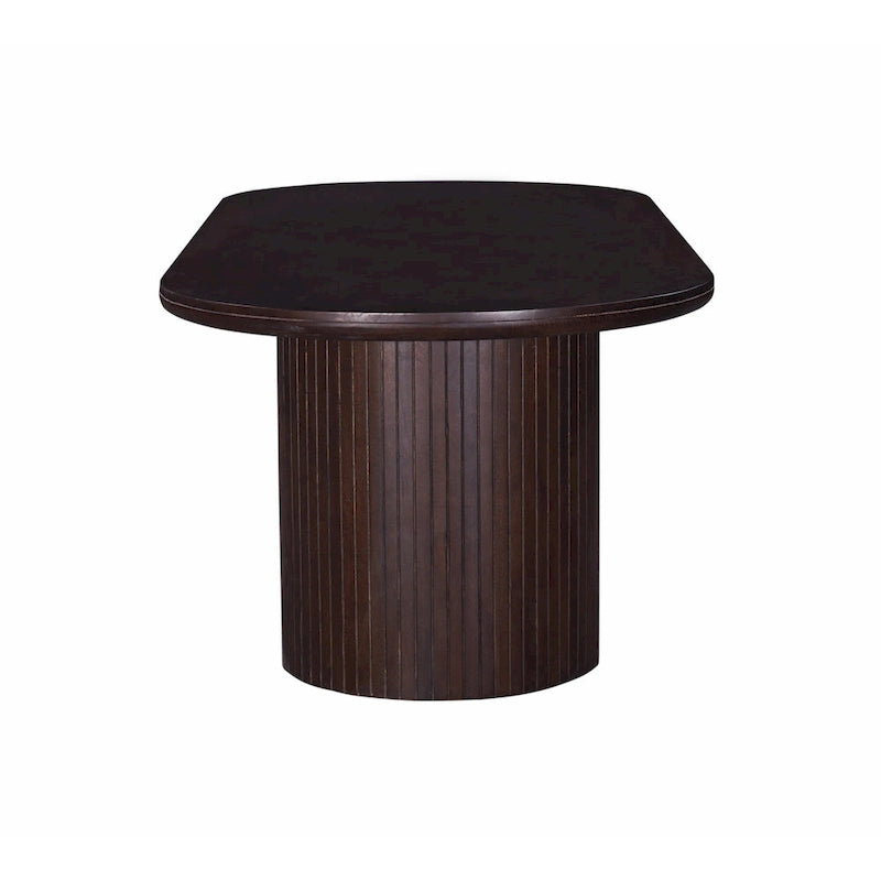 Table à manger ovale marron à double pied de 94 po