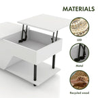 Table basse relevable de 37 pouces avec lumière LED 16 couleurs et étagère réglable