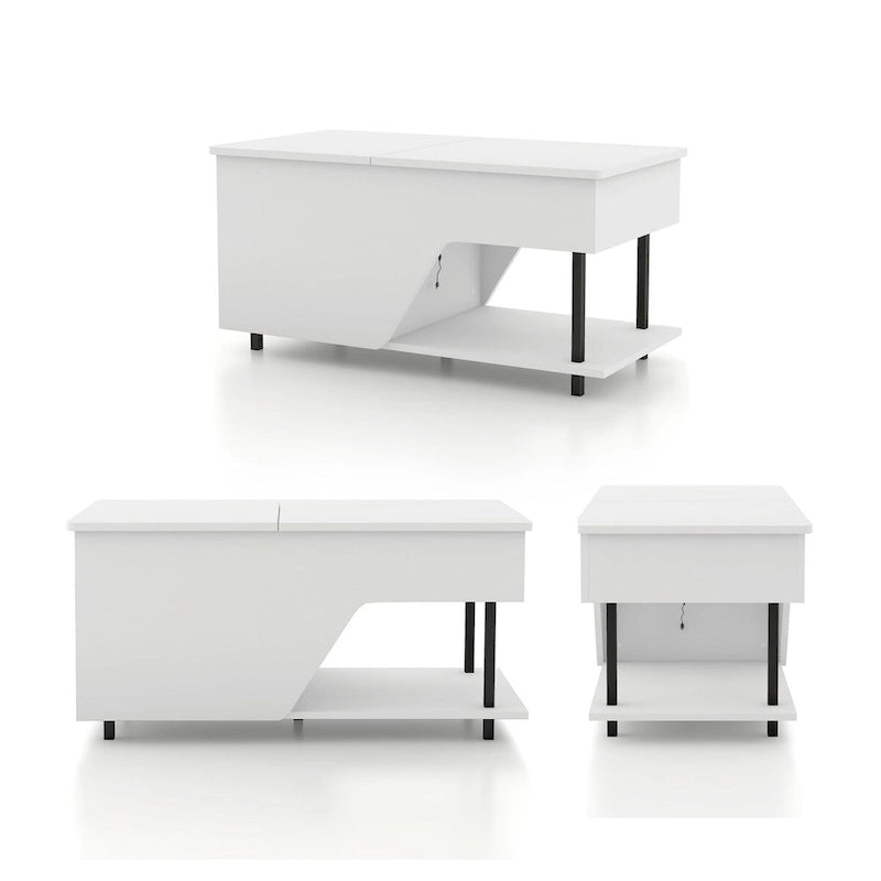 Table basse relevable de 37 pouces avec lumière LED 16 couleurs et étagère réglable