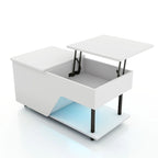 Table basse relevable de 37 pouces avec lumière LED 16 couleurs et étagère réglable