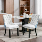 Lot de 2 chaises de salle à manger capitonnées avec garniture cloutée et pieds en bois