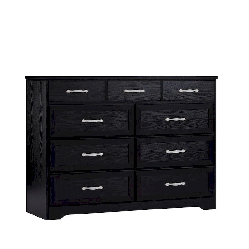Commode 9 tiroirs style porte de grange, 120 cm de large, en bois