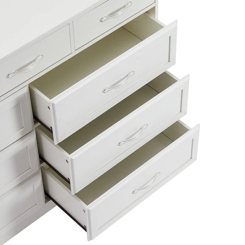 Commode 9 tiroirs style porte de grange, 120 cm de large, en bois