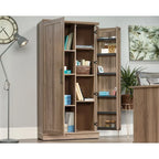 Meuble de rangement avec étagères réglables et portes à panneaux