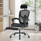 Chaise de bureau inclinable à dossier haut avec repose-pieds, appuie-tête et support lombaire réglables