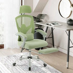 Chaise de bureau inclinable à dossier haut avec repose-pieds, appuie-tête et support lombaire réglables