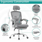 Chaise de bureau inclinable à dossier haut avec repose-pieds, appuie-tête et support lombaire réglables