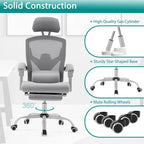 Chaise de bureau inclinable à dossier haut avec repose-pieds, appuie-tête et support lombaire réglables