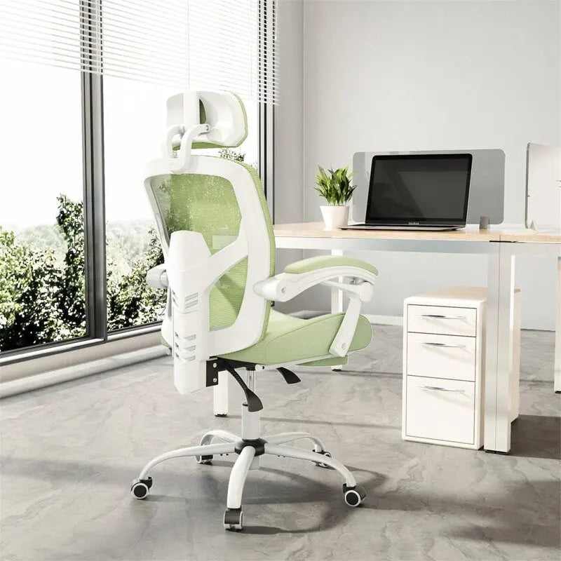 Chaise de bureau inclinable à dossier haut avec repose-pieds, appuie-tête et support lombaire réglables