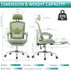 Chaise de bureau inclinable à dossier haut avec repose-pieds, appuie-tête et support lombaire réglables