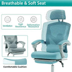 Chaise de bureau inclinable à dossier haut avec repose-pieds, appuie-tête et support lombaire réglables