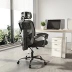 Chaise de bureau inclinable à dossier haut avec repose-pieds, appuie-tête et support lombaire réglables