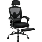 Chaise de bureau inclinable à dossier haut avec repose-pieds, appuie-tête et support lombaire réglables
