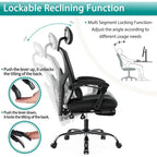 Chaise de bureau inclinable à dossier haut avec repose-pieds, appuie-tête et support lombaire réglables