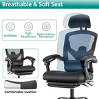 Chaise de bureau inclinable à dossier haut avec repose-pieds, appuie-tête et support lombaire réglables